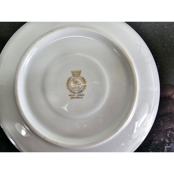 Vtg MCM Vita Craft Bavarian Fine China Greenbriar Cup and Saucer White Silver - Picture 5 of 5